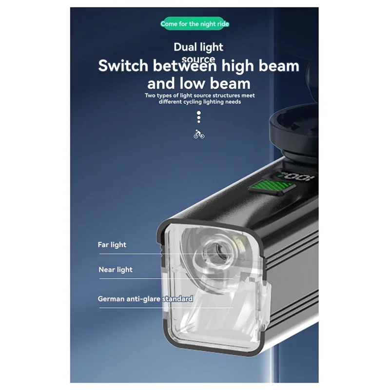N82R Cycling Lights Night Riding Lights With High And Low Switch 800 Lumens USB-C Charging For Cyclists And Commuters