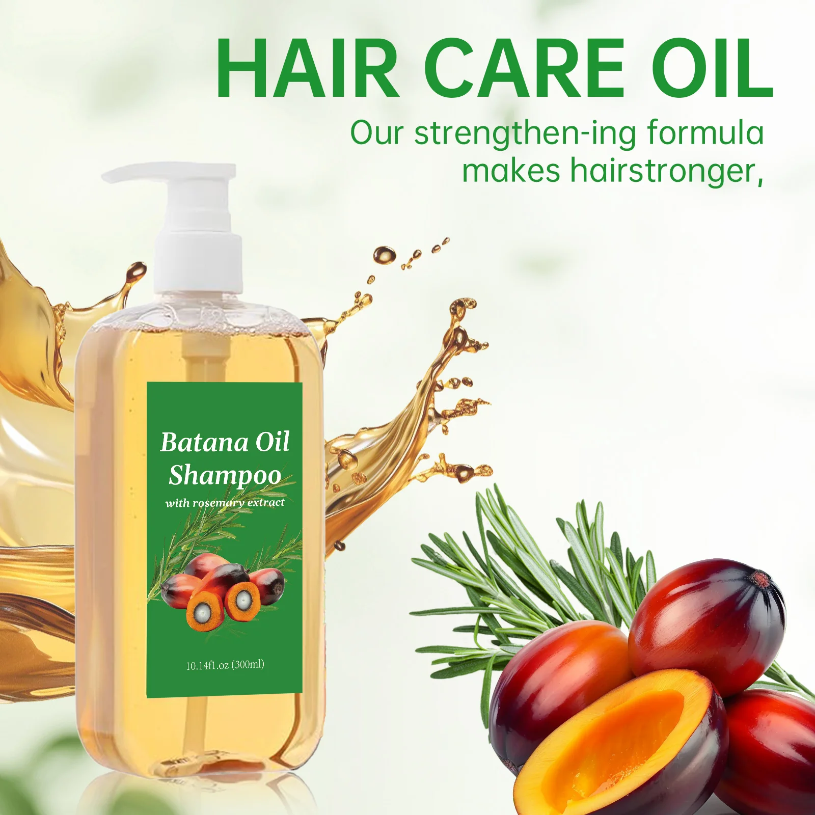 

Batana Oil Shampoo with Rosemary Extract for All Hair Types Care | Prevent Breakage & Boost Shine | 10.14 fl.oz (300ml