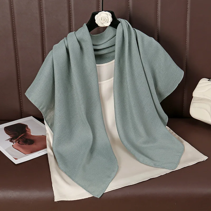 Frauen einfarbig quadratische Baumwolle Viskose Schal Schal hochwertige Druck weiche Schals und Wraps Bufandas muslimischen Hijab 90*90cm – Detail 13
