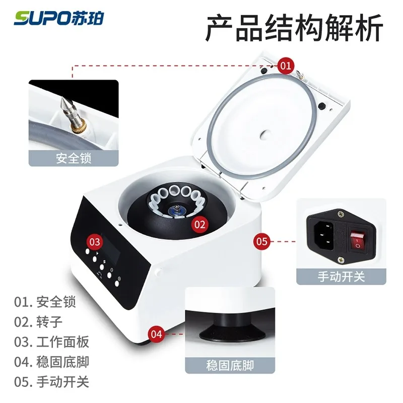 Electric Laboratory Plasma Centrifuge Medical Practice Machine Supplies PRP Isolate Serum 4000rpm 1920xg Digital Display