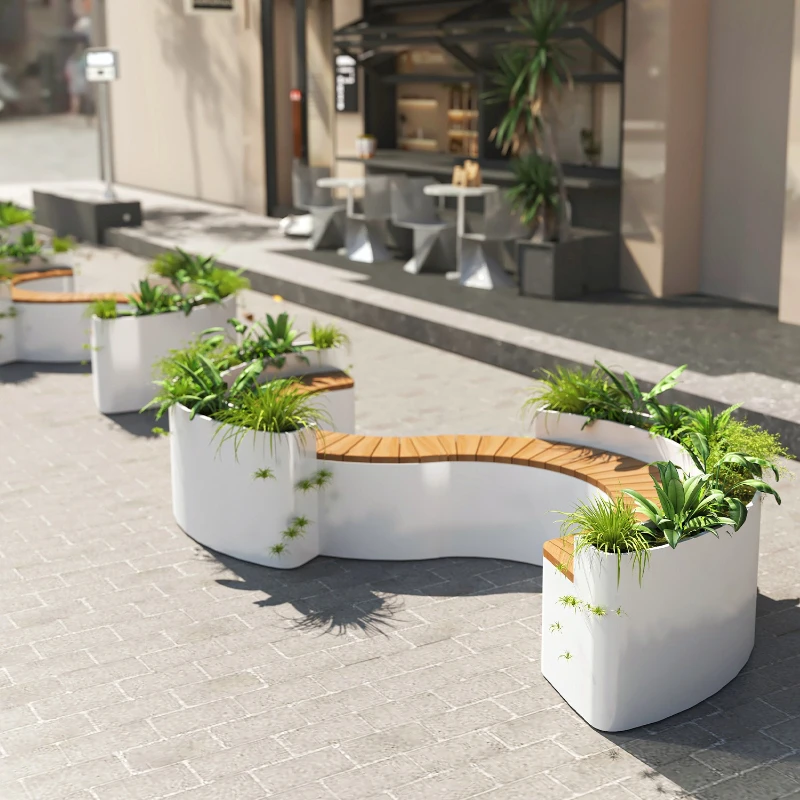 

Outdoor scenic spot park curved seat flower box flower bed creative commercial street square rest seat planting box combination