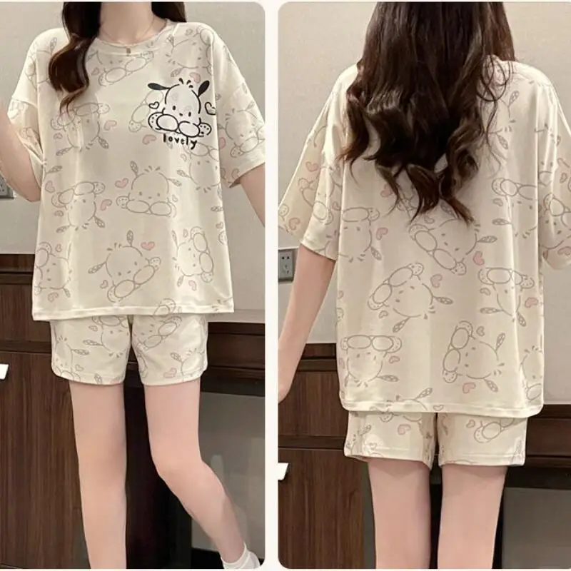 

Summer New Women's Short-Sleeved Shorts Home Clothes Set Teenagers Cartoon T-Shirt Pajamas Girls Fashion Korean Two-Piece Set