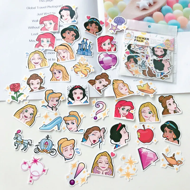 40pcs/bag Disney Anime Princess Stickers Kawaii Toy Story Minnie Notebook Decoration DIY Mobile Phone Stickers Cartoon Gifts