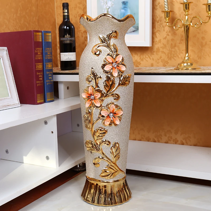 Golden Scrub Ceramic Vase Dried Flower Aesthetic Nordic Modern Vase Design Ikebana Wazony Luxury Home Decorations Jarrones FYVS