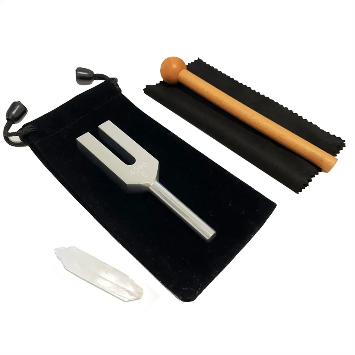 A75K 4096 Hz Tuning Fork, Crystal Tuning Fork for Healing, Medical-Grade with Wood Hammer and Soft Storage Bag