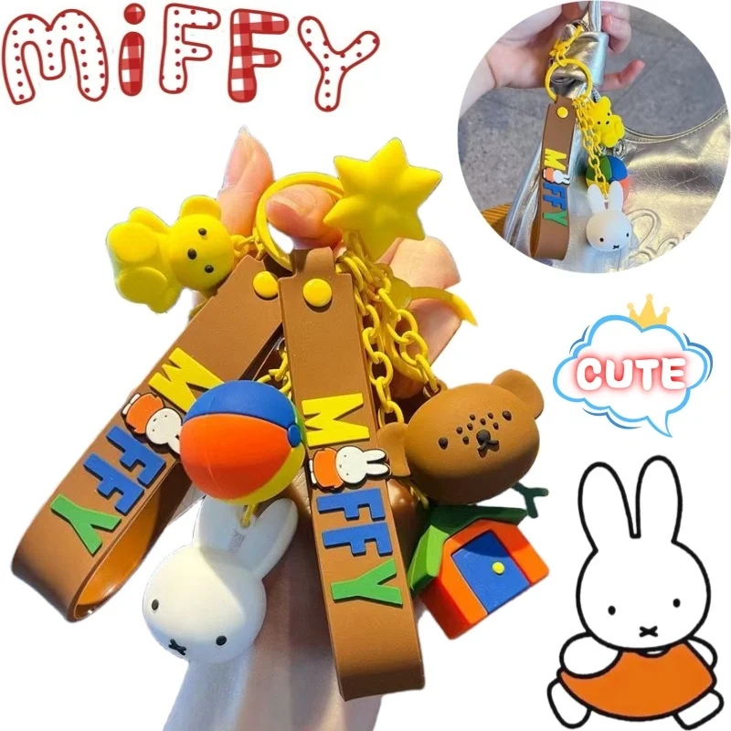 

Miffy Keychain High Color Value Cartoon Sticker Doll Doll Creative Men's and Women's Cute School Bag Car Pendant Decorative Gift