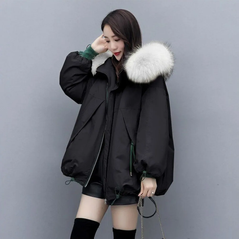 Warm School In Autumn And Winter Overcomes The Tide Of Women's 2024 Explosion Eiderdown Cotton Fashion  Fur Collar JacketTide.