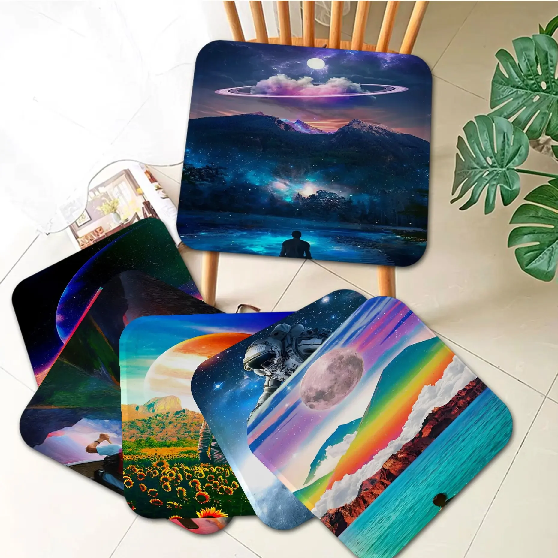 

Fantasy Space Astronaut Art Seat Pad Household Cushion Soft Plush Chair Mat Winter Office Bar Cushion Pads