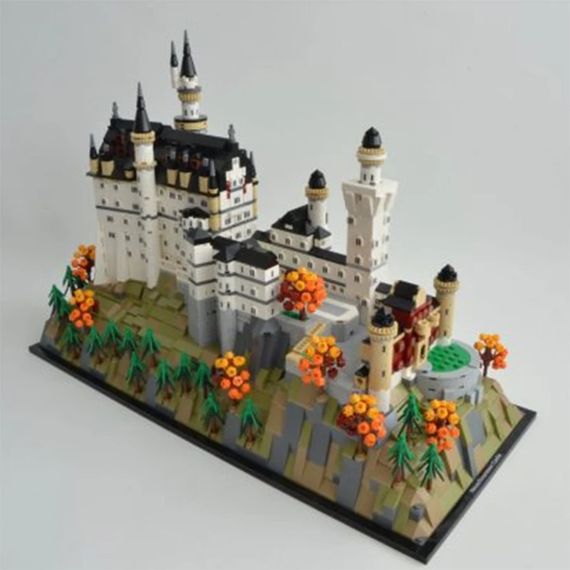 3455 قطعة قلعة نيوشوانشتاين العمارة اللبنات المعماري أطقم منمذجة المشهد الغابات الأوروبية تجميع لعبة الطوب #3