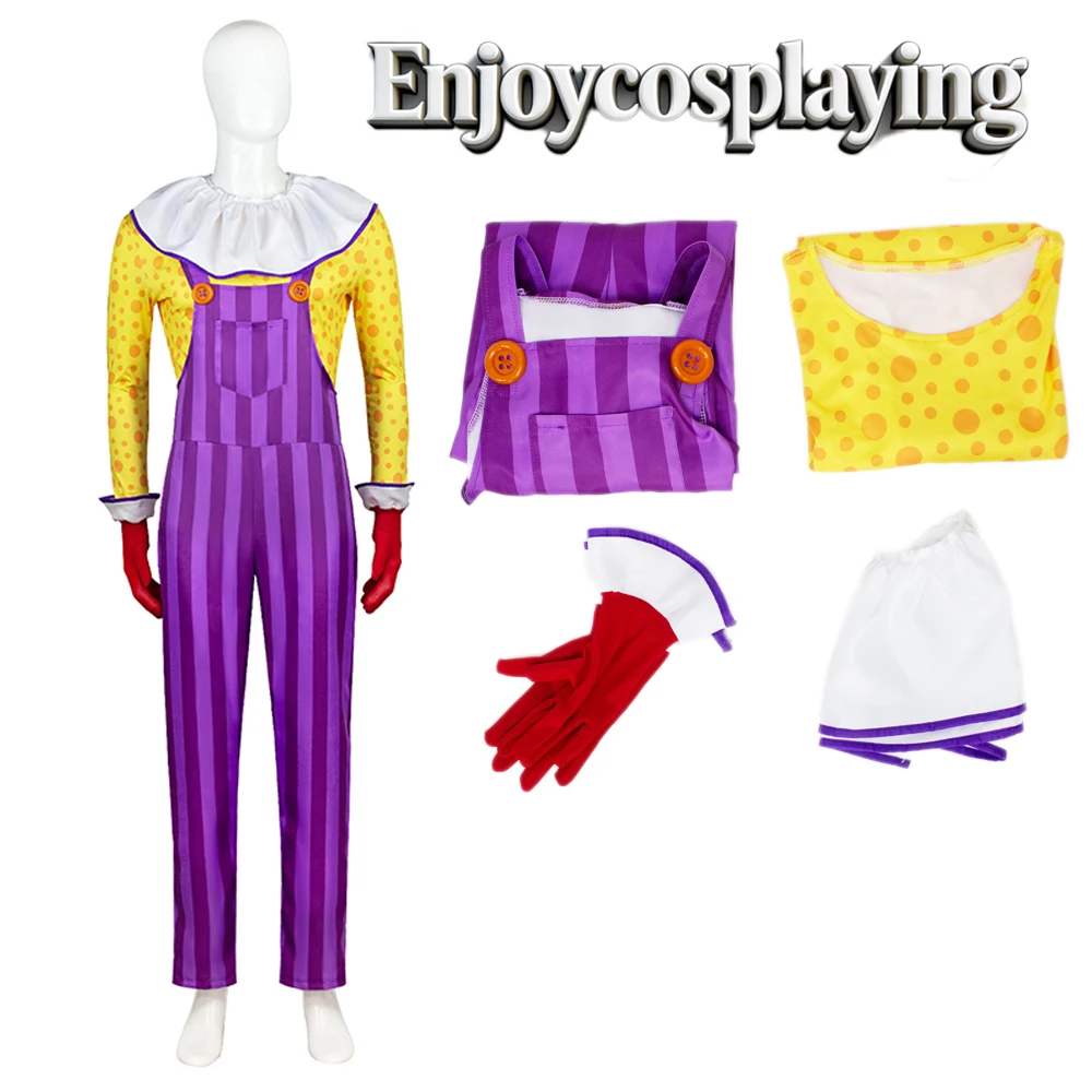 

Плюшевый костюм Чакла из фильма «История плюшевых игрушек»: желтое нижнее белье, фиолетовые штаны с ремнями и аксессуарами для мужчин, на Хэллоуин и карнавал