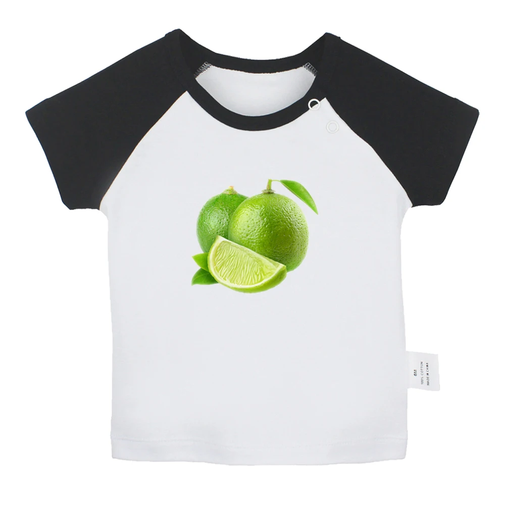 

Fruit Lime Sour Green Lemon Printed Graphic Cute Baby T-shirts Boy Girl Short Sleeves Tees Infant Tops 0-24 Months Kids Clothing