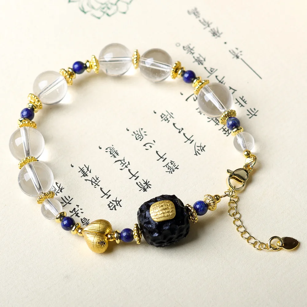 

Natural white crystal handmade Chinese style bracelet with original design for cultural toys