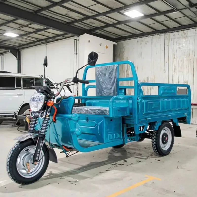High-Power Electric Cargo Tricycle with Dual Shock Absorbers Stable Climbing for Construction Mountain Farm Haul