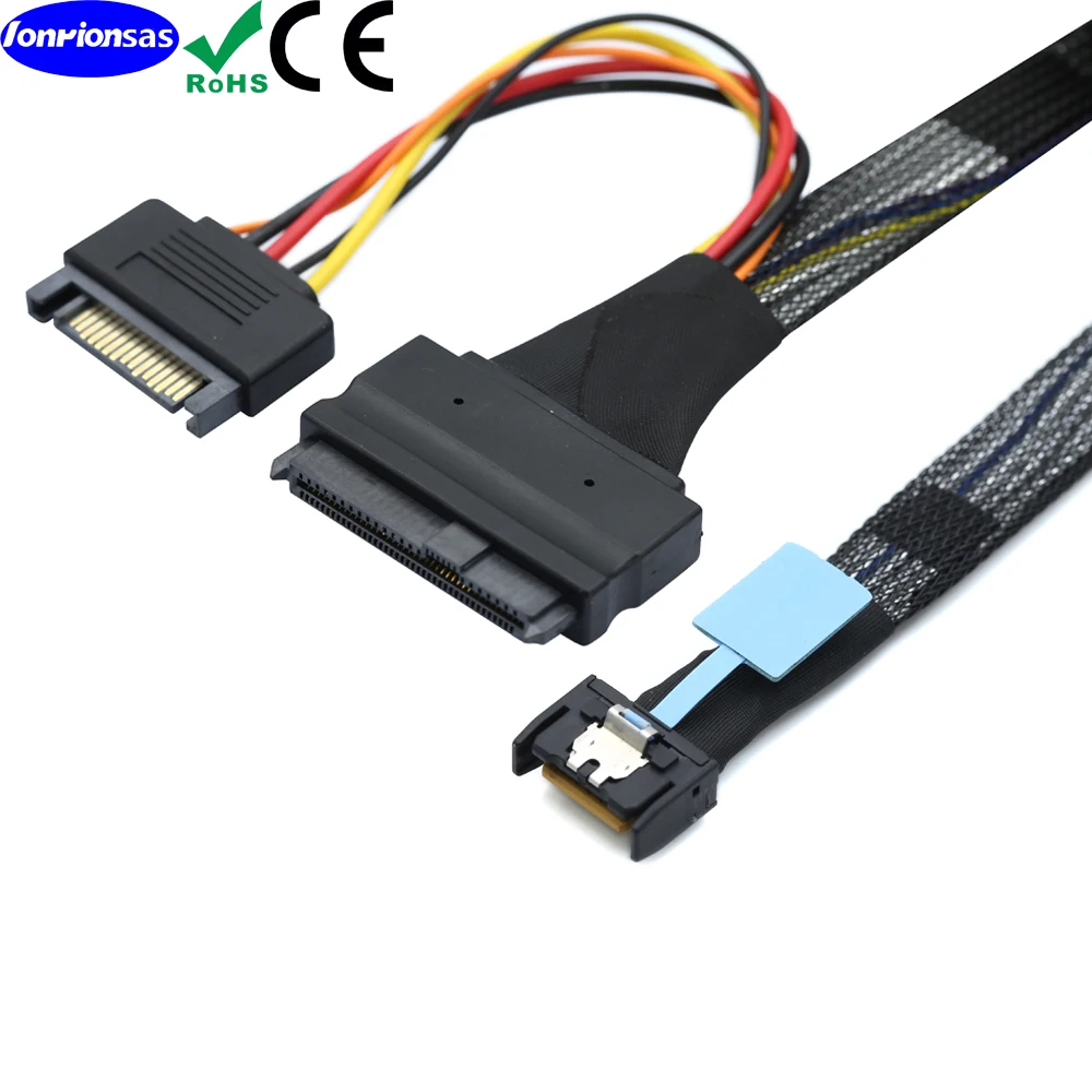 Imagem -02 - Servidor Mini Power Pcie Mcio 4i Gen5 Sas Slimline Sff8654 4x para U.2 Nvme Gen5 Mcio Sas Sff9639 68pin com Sata 15p Masculino