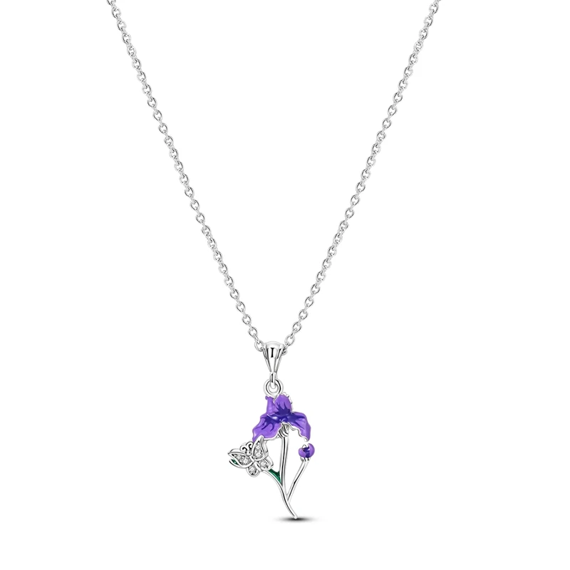Neue Halskette aus 925er-Sterlingsilber, Original-Zirkon, Herz, Schmetterling, Sonnenblume, Anhänger, Halskette für Frauen, Geschenk, Party-Schmuck – Detail 17
