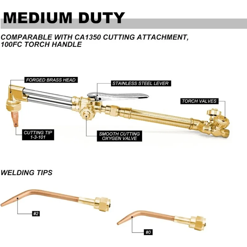 Medium Duty Oxy Acetylene Gas Welding Outfit Tote Kit, Oxygen & Acetylene Cutting Kit without Tanks