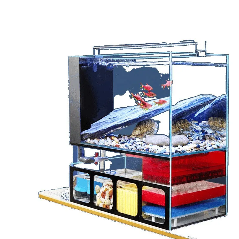 

Bottom filter fish tank water tank living room ultra-white glass Lanshou stream