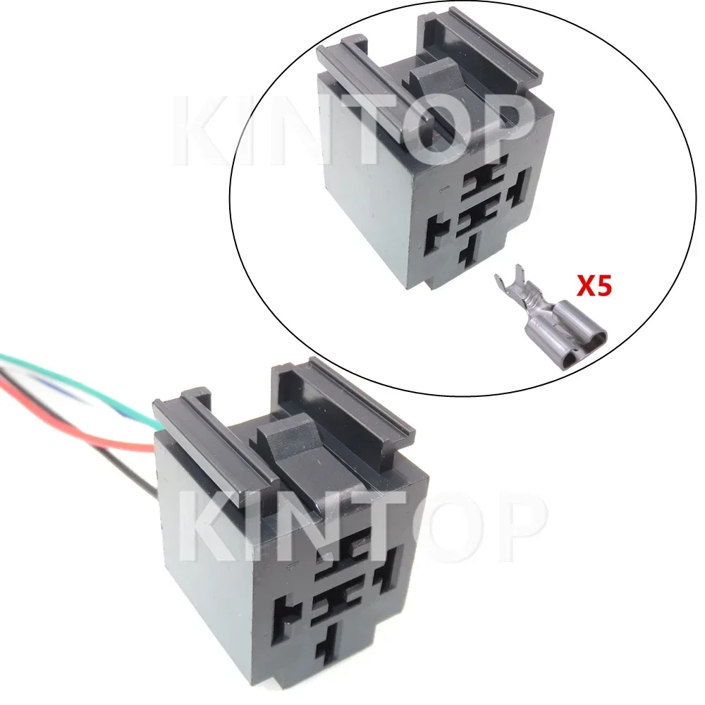 

1 Set 5 Pins AC Assembly Auto Plastic Housing Wire Connector with Wires Automotive Relay Base Connector Relay Socket