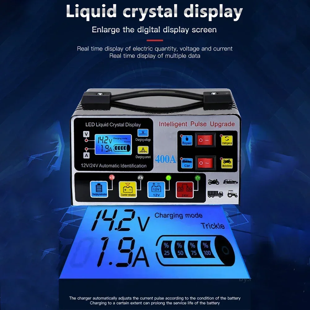 Good Quality Battery Charger English Manual 12V /24V 2pcs/Kit 50-60Hz 80 Cm Good Insulation High Efficiency High Frequency Pulse