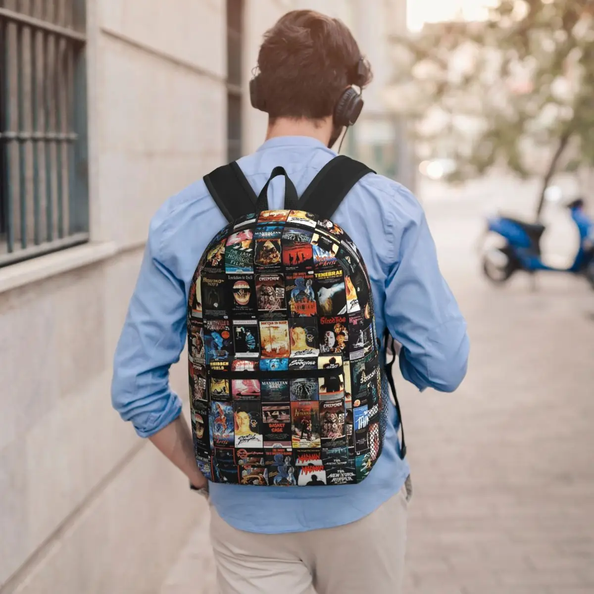 Horror Vhs Artwork Student Backpack School Bag Hiking Travel Daypack for Boys Girls Bookbag Shoulder Bags