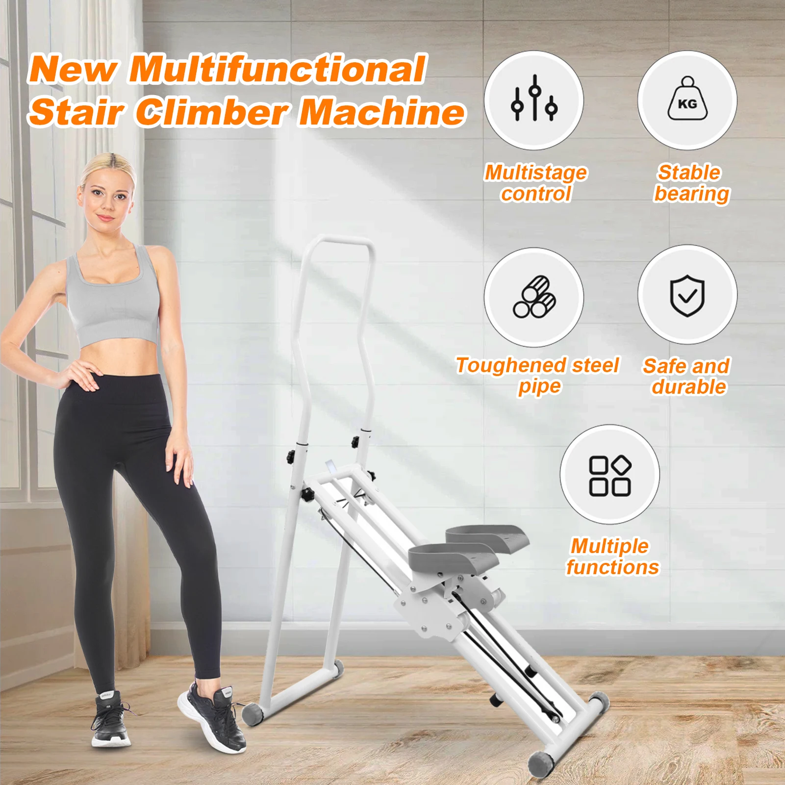 Vertical Climbing System & Full-Body Cardio Machine, 330lbs Capacity Foldable Stepper with 52.4 Inch Height