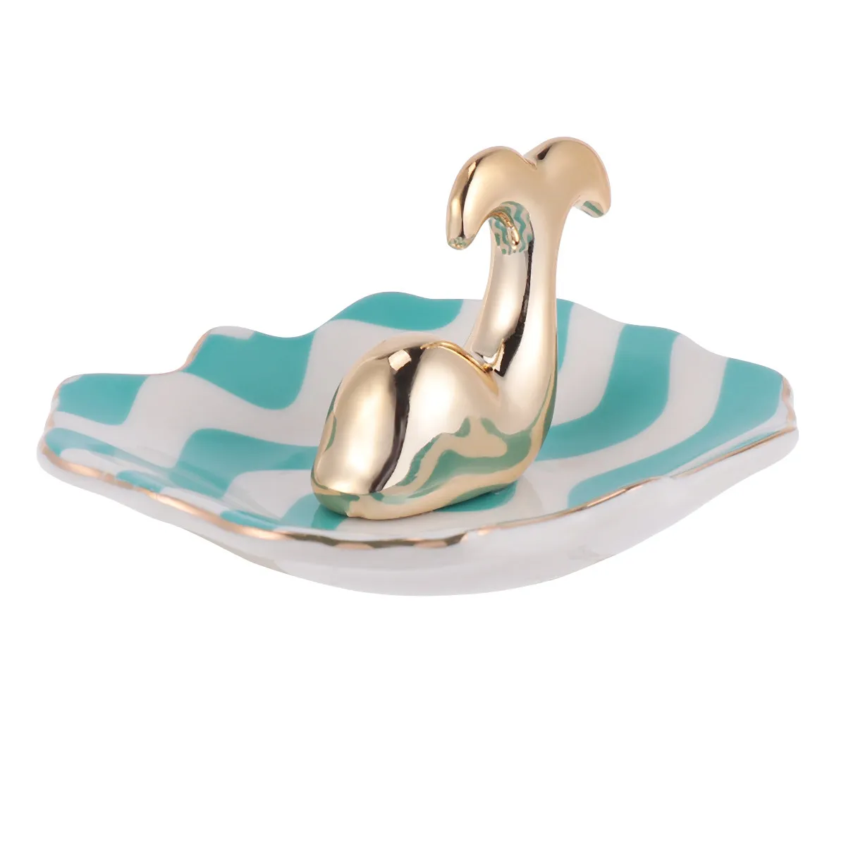 Elegant Ceramic Jewelry Dish Dolphin Motif Trinket Organizer Tray for Rings Earrings Bracelets Necklaces Keys Lenses Hairbands