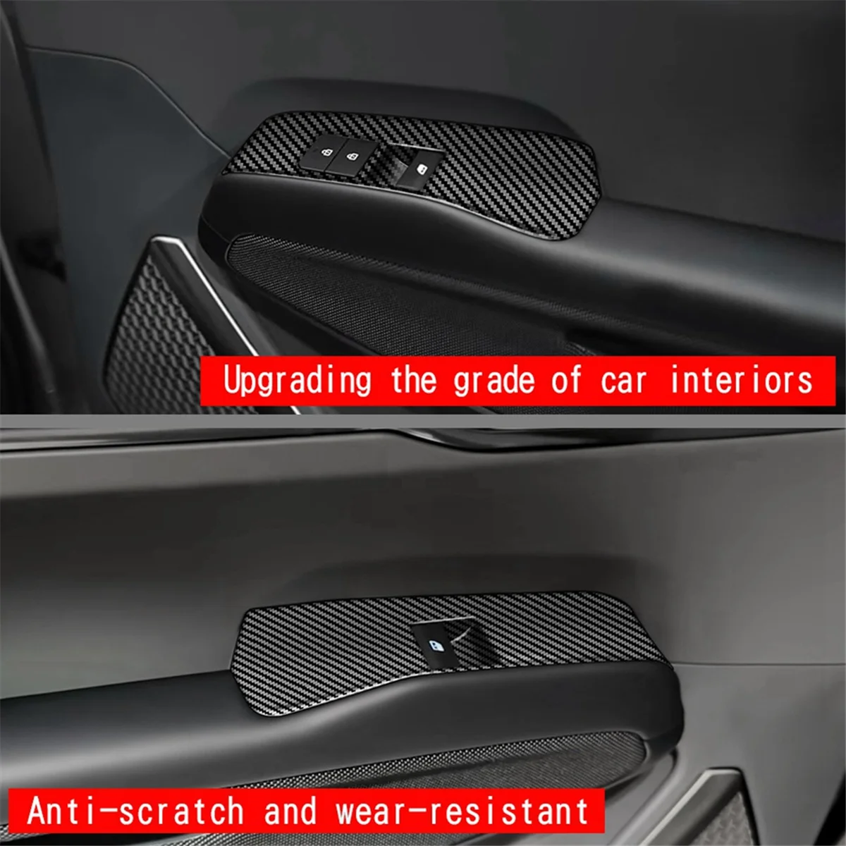 Car Window Glass Lifter Panel Trim Sticker for Kia EV9 2023 2024 Interior Accessories Carbon Fiber