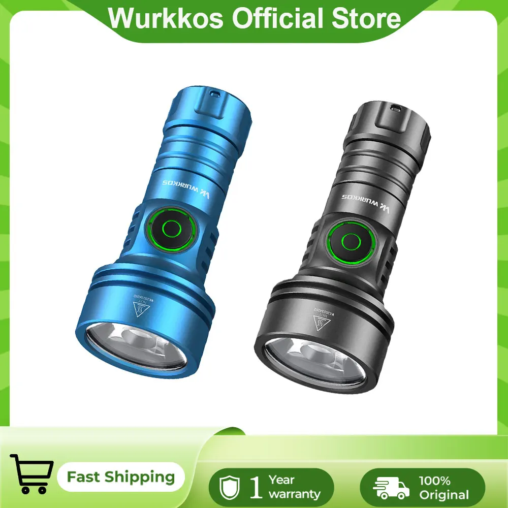 Wurkkos TS11 V2 High Performance Thrower Flashlight  1600 Lm 500m Beam Range Anduril 2.0 UI & USB-C Charging (Compact EDC Model)