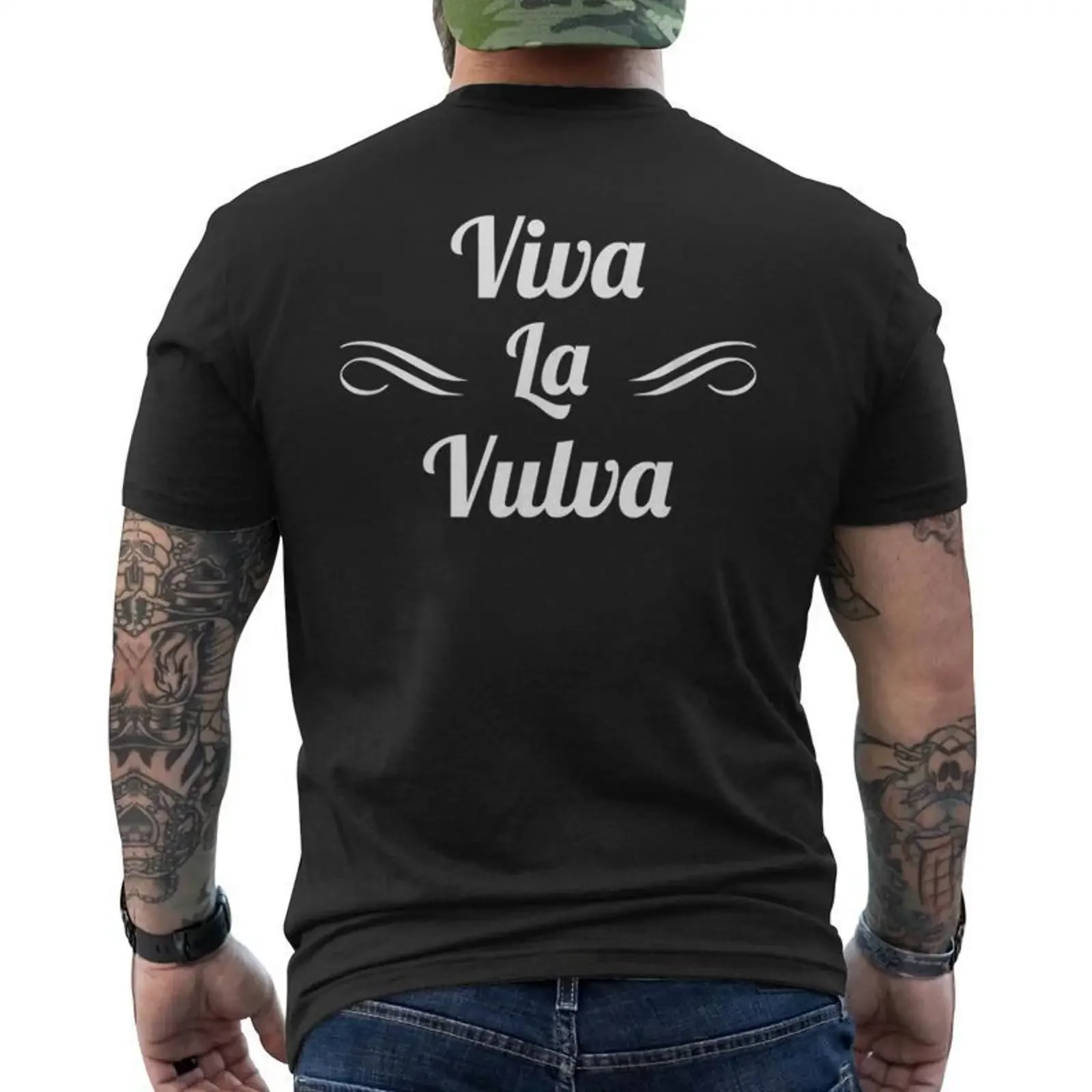 T-shirt Viva Laulva Puissance Féministe Amusante imprimé au dos Cadeauxyz vintage délavé doux homme extensible confortable