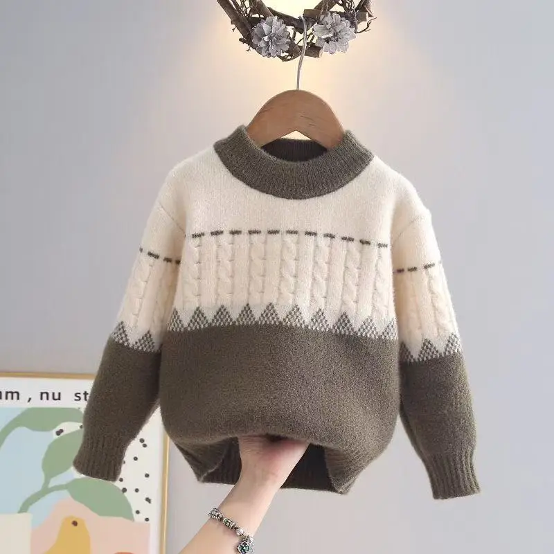

Kids Boys Sweater Children's Autumn And Winter 2026 New Arrival Mid-Sleeve Knitwear for Youngsters Children's Clothing 100-150cm