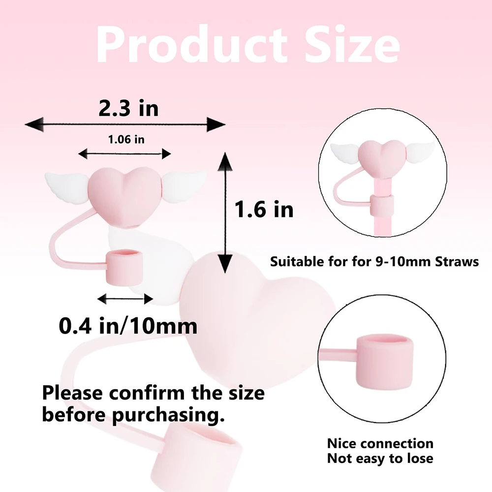 Love Wings Straw Covers Cap Toppers for Stanley 30/40 Oz Tumbler Cups Reusable Silicone Cute Straw Tips Lids Protectors