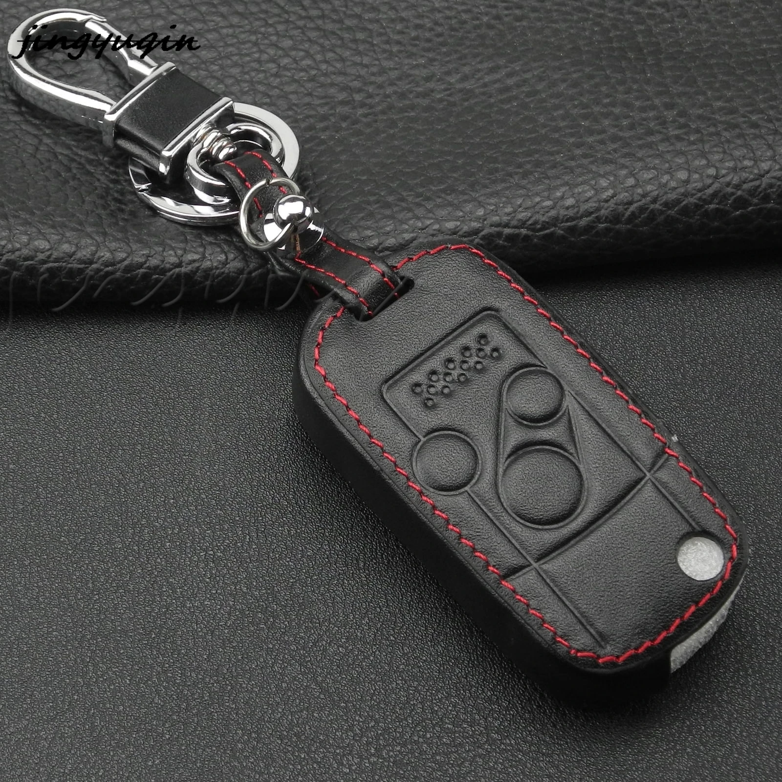 

jingyuqin 10pcs/lot 3 Buttons Folding Flip Remote Leather Car Key Shell Case For Honda CRV Fit Accord Pilot Protector