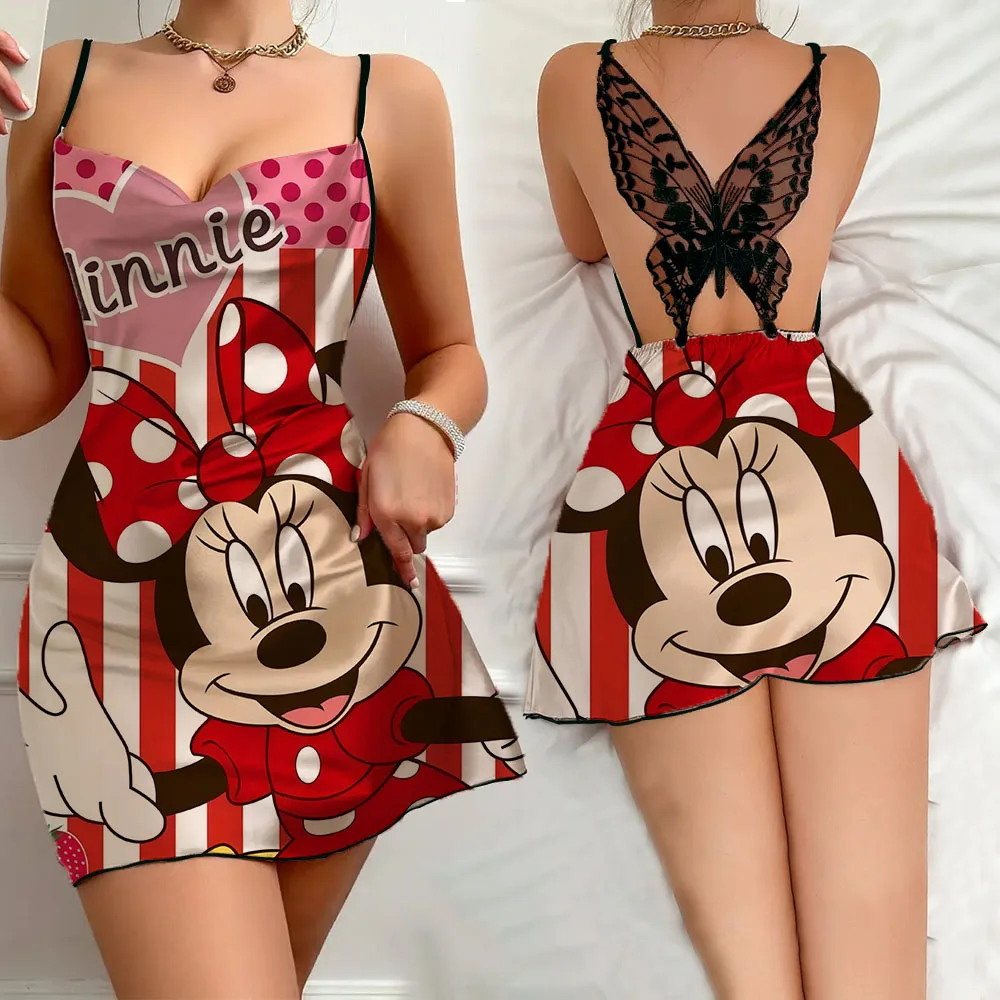 2024 Popular Women Home Dress Hot Sexy Woman Ruffled Edge Nightgowns Sleepwear for Women Sexy Style Disney Skirt Mickey Pattern