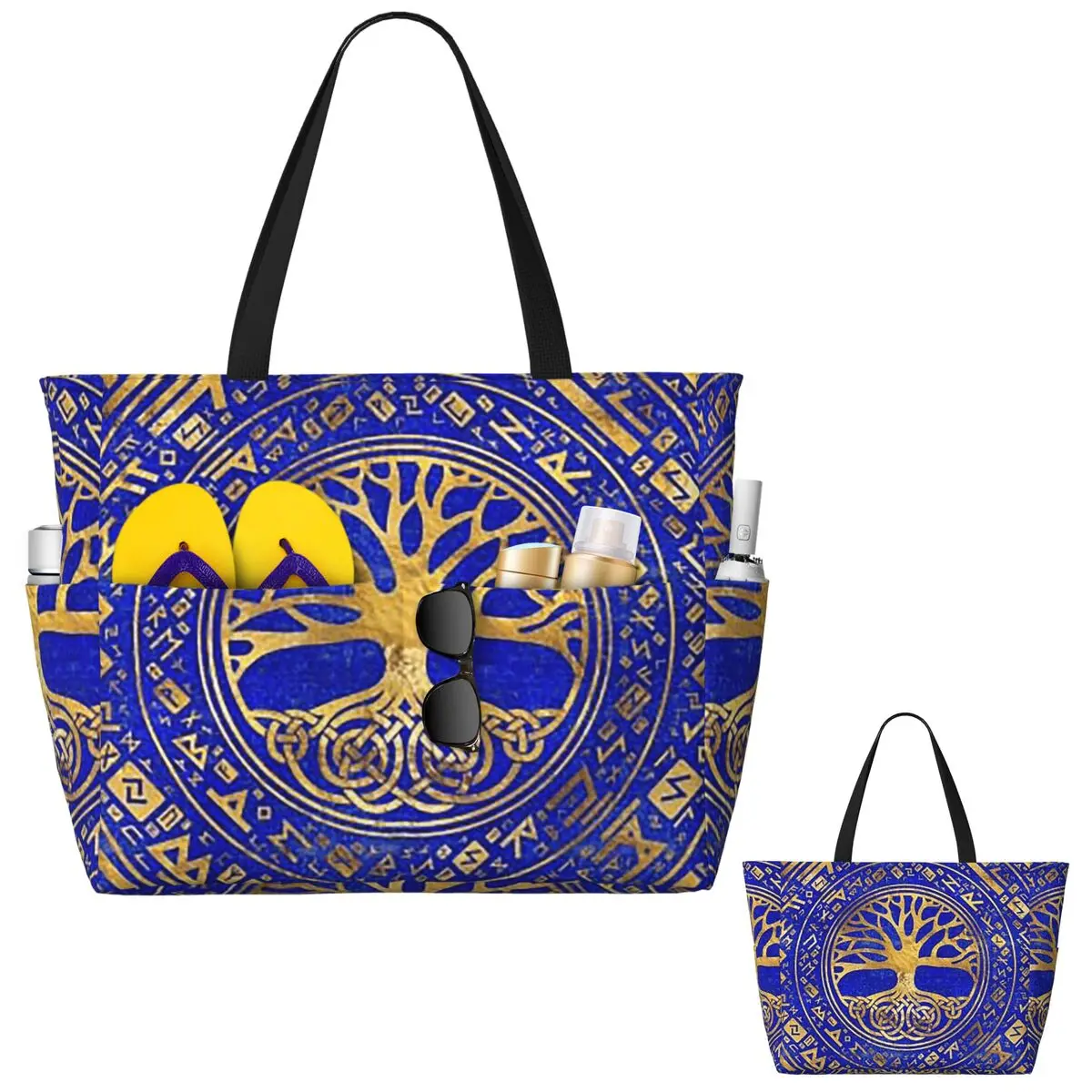 

Tree Of Life -Yggdrasil - Lapis Lazuli Beach Tote Bag Sport Gym Yoga Duffle Large Tote Bag Women Travel Bag Fitness bag