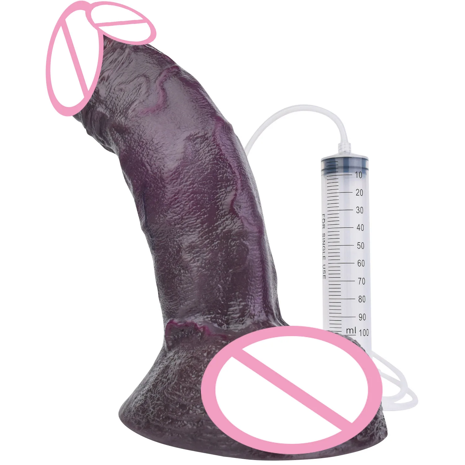 FAAK Dual Layer Silicone Squirting Penis Black Thick Realistic Ejaculate Dildo Giant Butt Plug with Suction Cup Adult Sex Toys view 3