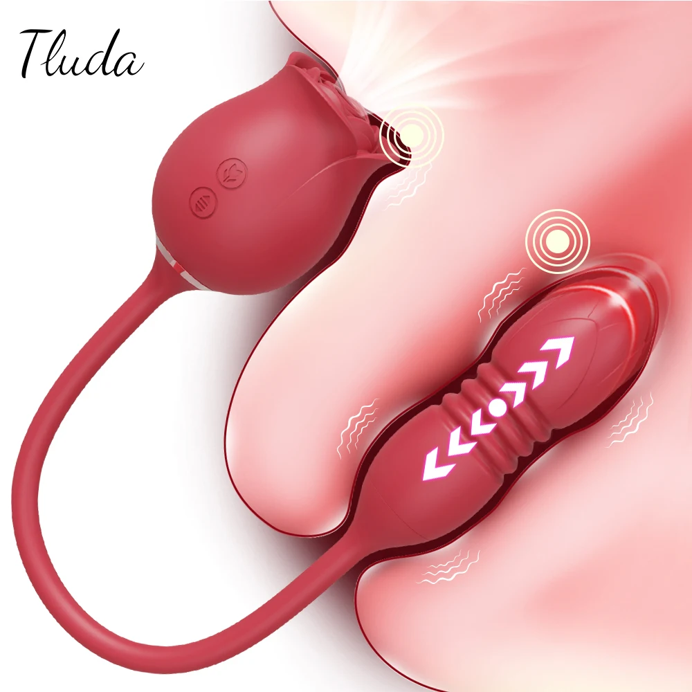 Sucking Clitoris Vibrator Female Masturbator Vacuum Nipple Stimulator Clit Sucker with Thrusting Vibrating Egg Sex Toy for Women