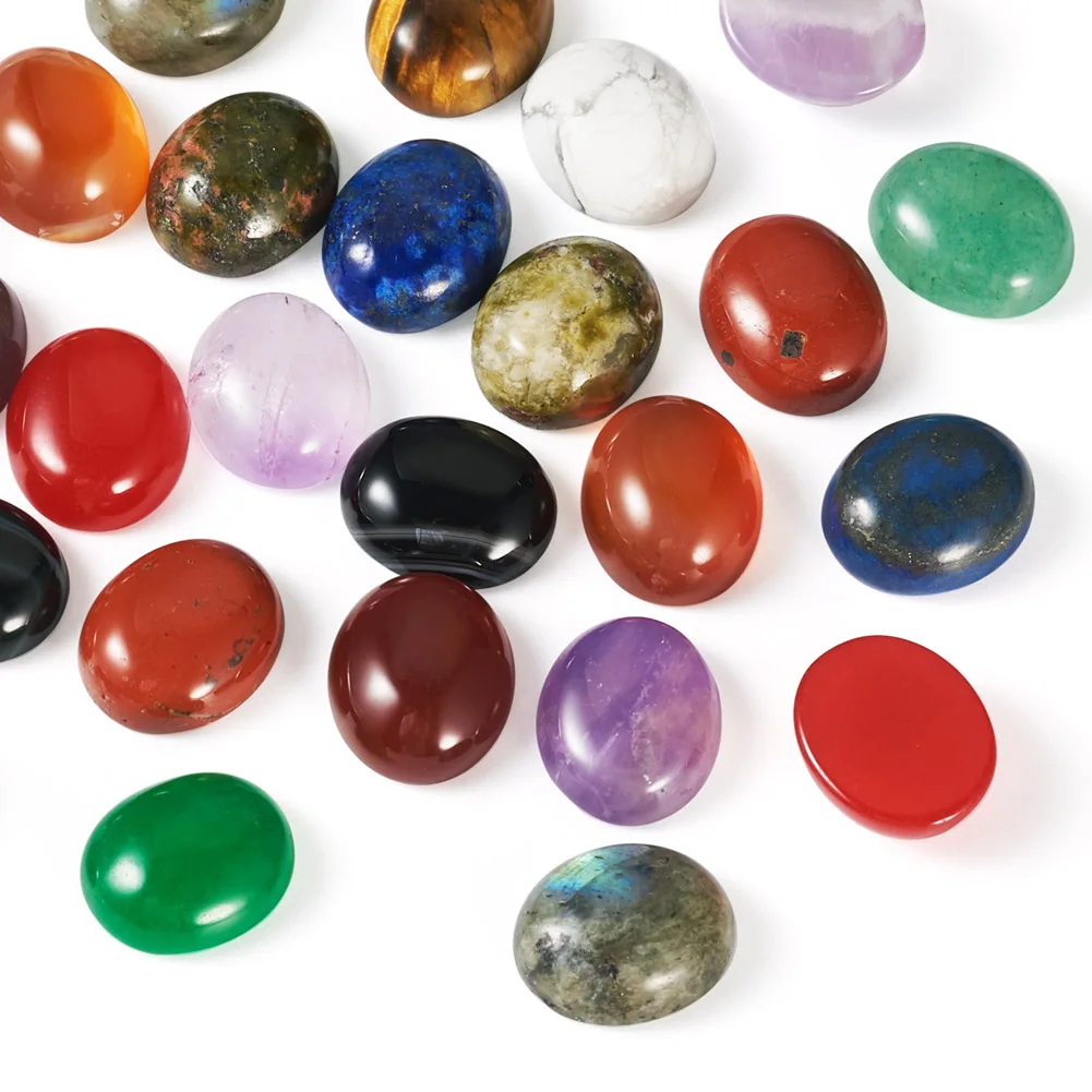 28/26Pcs Natural Mixed Gemstone Cabochons Oval Shape Cabochon Base Beads Cut Loose GemStone for DIY Jewelry Making