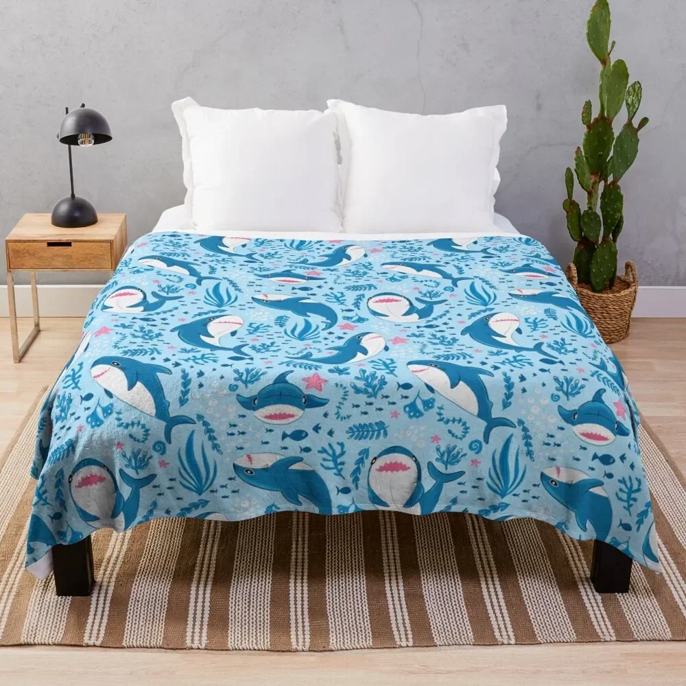 Blahaj shark Throw Blanket wednesday Moving decorative Blankets