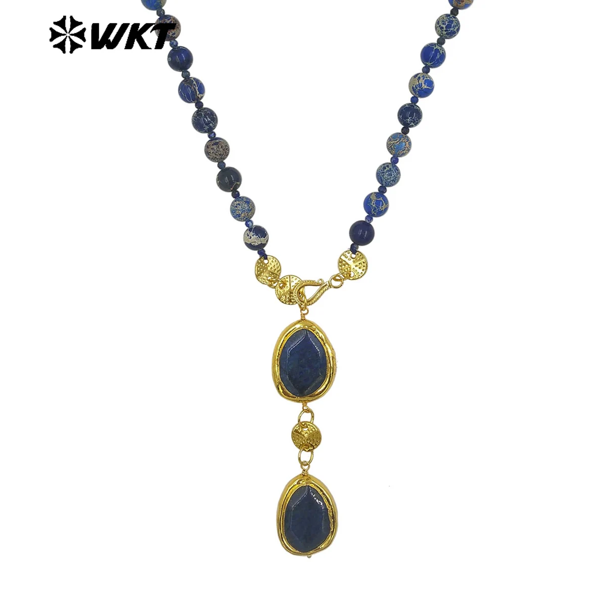 

WT-N1505 Элегантное нежное ожерелье из лазурита и океанской яшмы 48 см для женщин, деловая одежда для корпоративных мероприятий ACC