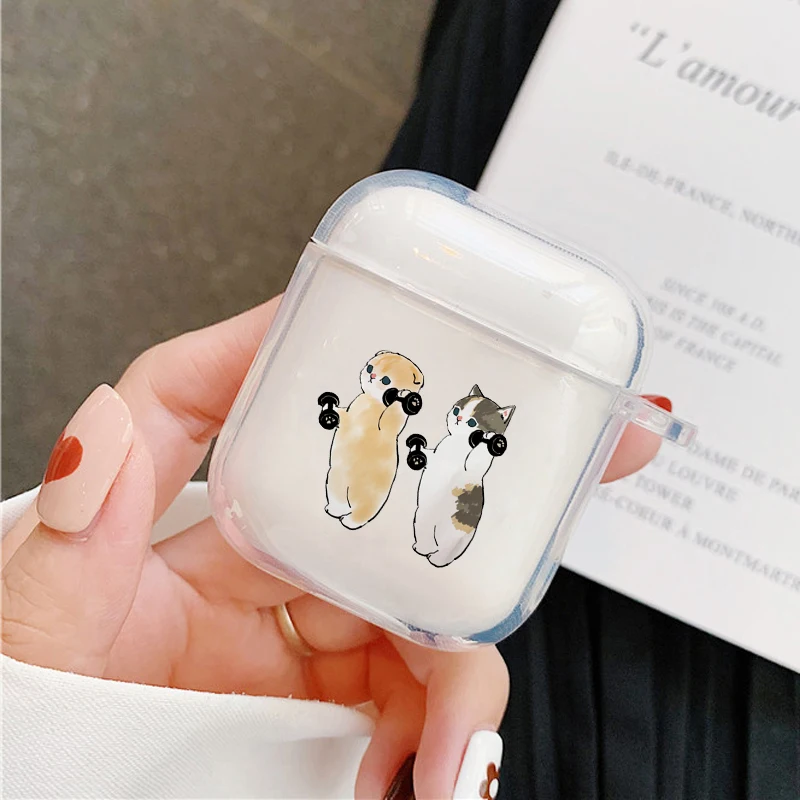 Gato animal bonito casal caso do fone de ouvido para apple airpods 2 3 caso claro macio tpu capa protetora para vagens ar pro escudo