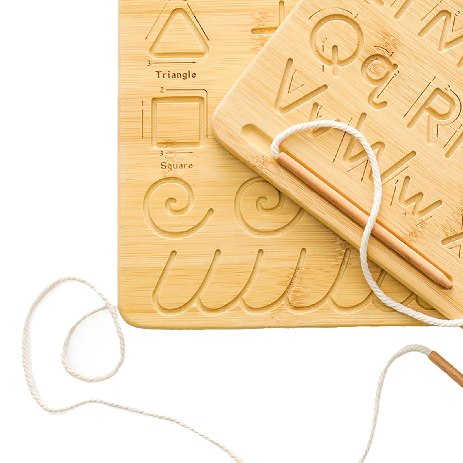 

Letter Practicing Board Double Sided Exercise Board Learning Playset with Pencil Girls Boys Wooden Alphabet Tracing Board