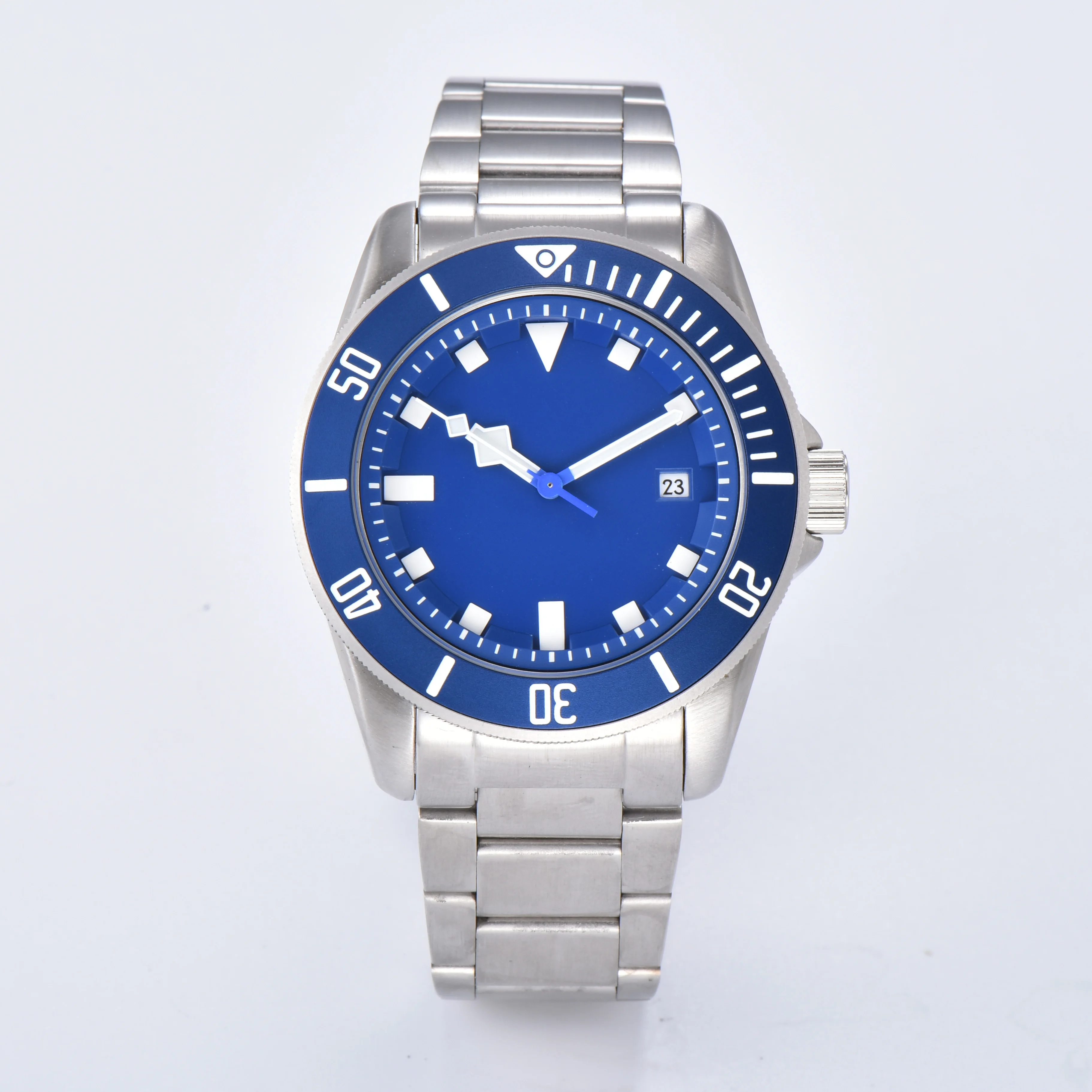 42.5 مللي متر Miyota8215 ساعة 8215 قرص أزرق أخضر مضيئة الأيدي 8215 حركة 22 مللي متر حزام من الفولاذ المقاوم للصدأ ساعة مخصصة للرجال