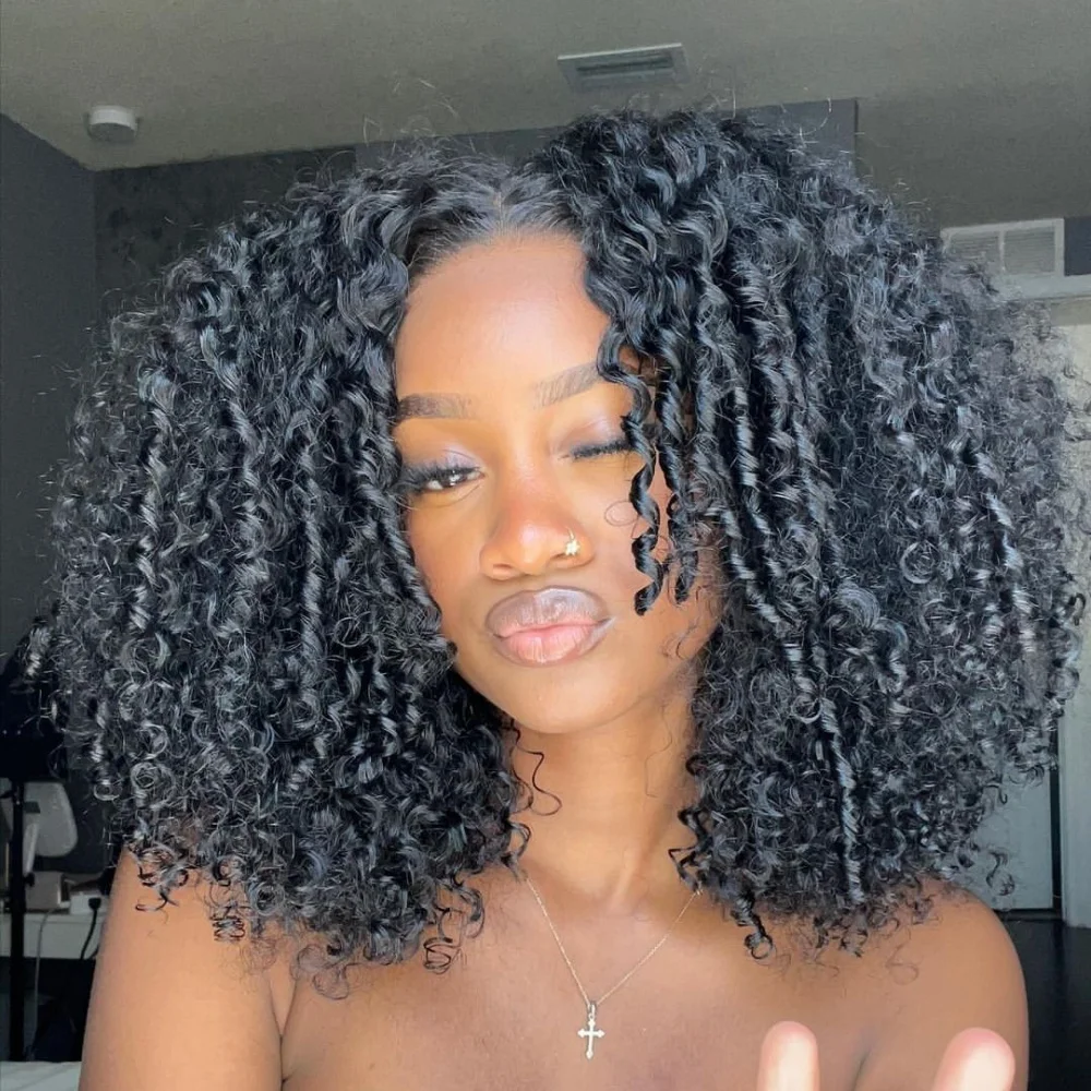 

Glueless Half Wig Burmese Pixi Curly 100% Human Hair Wig 350% Density Pixie Curls Spirals Half Wigs Machine Made For Black Women