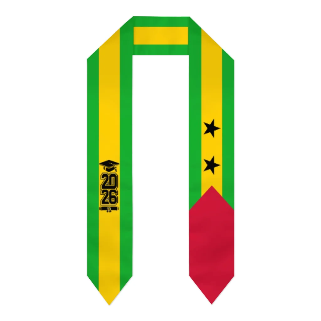 

Class of 2026 Sao Tome and Principe Flag Scarf Graduation Sash Stole International Study Abroad Adult Unisex Party Accessory Top