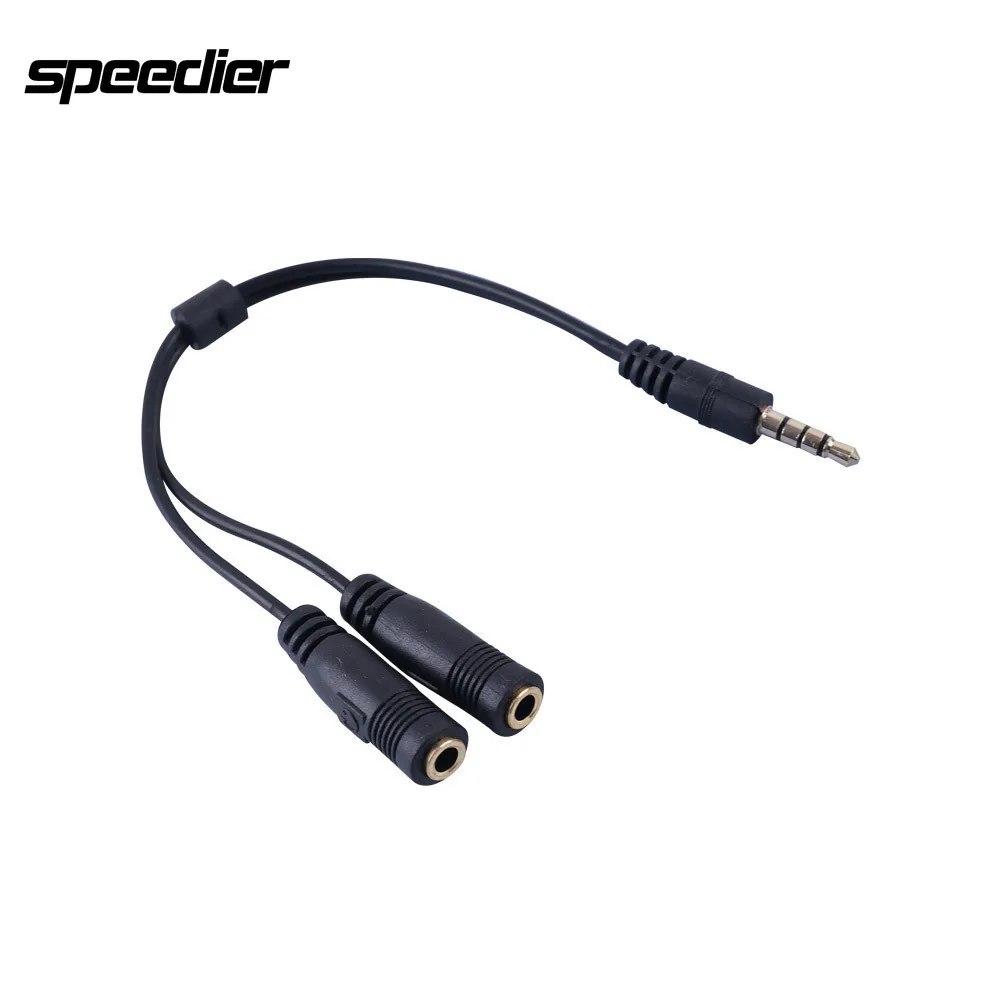 3.5mm Stereo TRRS Audio Male To 2 Female Earphone Headset + Microphone Y Splitter Extension Cable Adapter for PC Phone 20cm