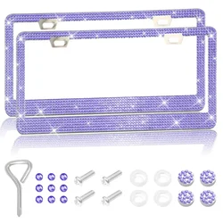 31*16cm Rhinestone Car License Plate Frame Cover Frame Auto Parts Glittering Crystal License Plate Holder for Ladies