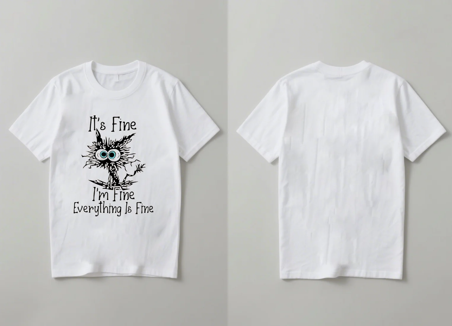 

2025 Новый модный повседневный унисекс с короткими рукавами и принтом кота It's Fine