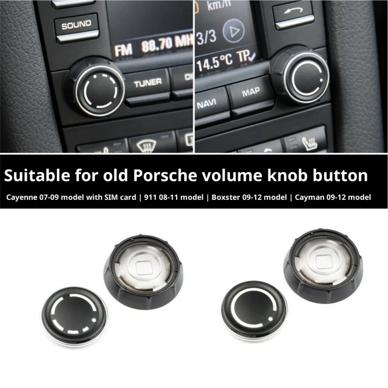 

Car Volume Knob Button Cover for Porsche Cayenne 07-09 Boxster 09-12 Cayman 911 Dash Board CD Knob Cap Shell Replacement