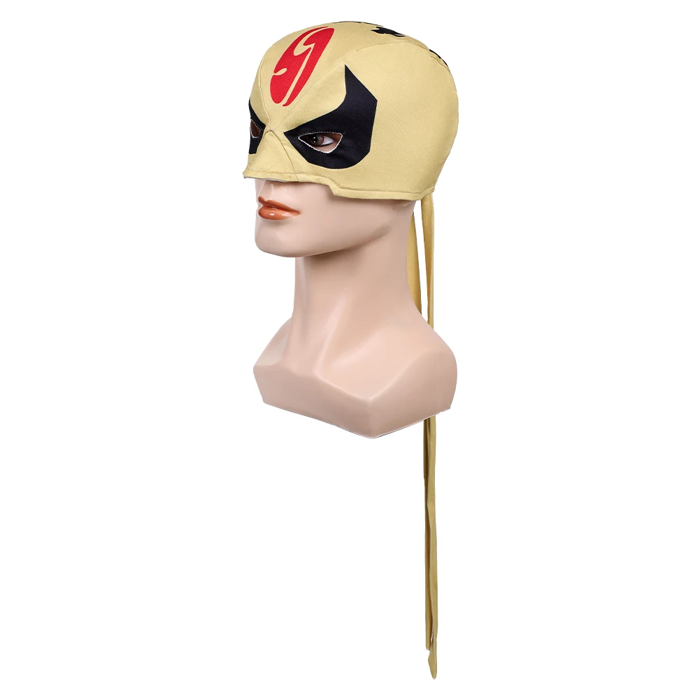 Men Iron Fist Cosplay Yellow Headgear Headband Mask Game Rivals Roleplay Headwear Outfits Halloween Party Costume Accessories view 3