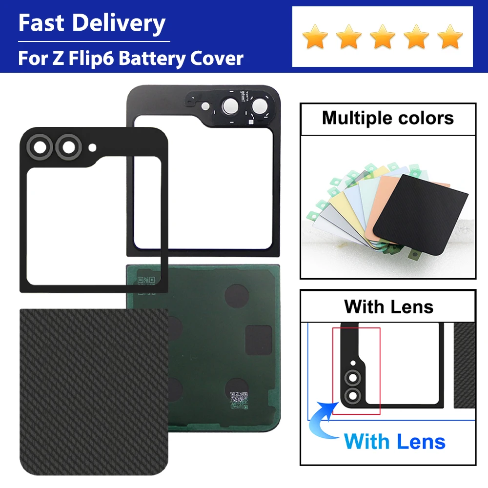 Für Samsung Z Flip 6 5G SM-F741B/DS SM-F741U/W/N Batterie Tür Untere Abdeckung Zurück glas Reparatur Teil mit Kamera Objektiv